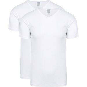 Alan Red - Organic V-Hals T-Shirt Wit 2-Pack - Heren - Maat S - Slim-fit