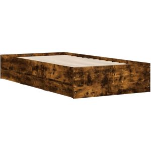 vidaXL - Bedframe - met - lades - bewerkt - hout - gerookt - eikenkleurig - 90x200 - cm