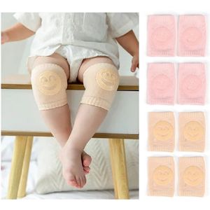 4 paar - Baby knie beschermers - Antislip sokken - Smiley - Roze Beige