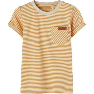 Name it Jongens Gestreepte T-shirt Fipan Spruce Yellow - 56