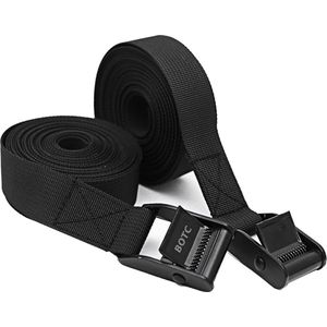 BOTC Spanbanden - 10 meter - 2 stuks - Sjorbanden / Fiets spanbanden met klemgesp - Bindriemen - Zwart