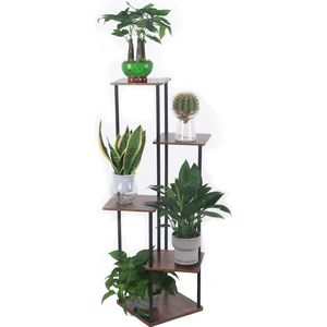 Plantenstandaard met 5 Niveaus voor Binnen - Metalen Bloemplank Bloempothouder voor Woonkamer, Balkon, Terras en Tuin