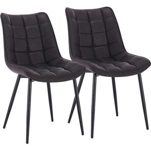 Rootz Set van 2 eetkamerstoelen - keukenstoelen - moderne zitplaatsen - comfortabel kunstleer - duurzame metalen poten - veelzijdige stijl - zitting 46 x 40,5 cm