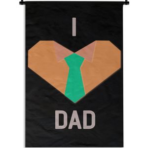 Wandkleed Vaderdag - Vaderdag cadeaus / leuk vaderdaggeschenk voor hem met tekst - I love dad Wandkleed katoen 60x90 cm - Wandtapijt met foto