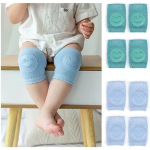 4 paar - Baby knie beschermers - Antislip sokken - Smiley - Blauw Groen