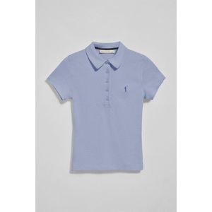 Lavendelkleurige polo Pereira met vijf knopen en geborduurd Rigby Go-logo