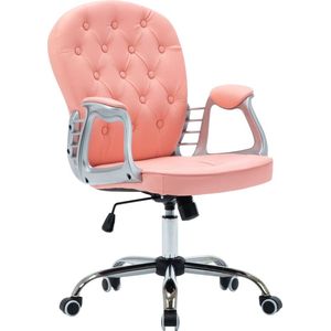 vidaXL - Kantoorstoel - draaibaar - kunstleer - roze