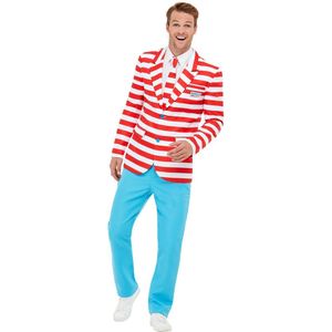 Smiffy's - Where's Wally Kostuum - Zoekplaatje Waar Is Wally - Man - Blauw, Rood - Medium - Carnavalskleding - Verkleedkleding