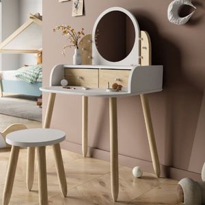 Make-uptafel Lili | 57,8 x 47 x 94 cm | Bruin-Wit