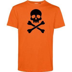 T-shirt kind Pirate Skull | Halloween Kostuum Voor Kinderen | Halloween | Foute Party | Oranje | maat 164