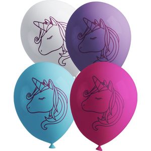 FUNIDELIA 8 Eenhoorn ballonnen - Verjaardag versiering voor meisjes - Roze
