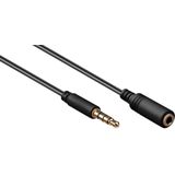 3,5mm Jack 4-polig audio slim verlengkabel AWG28 / zwart - 0,50 meter