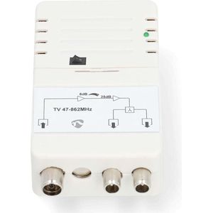Nedis CATV-Versterker - Versterking: 25 dB - 47 - 862 MHz - Outputs: 2 - Versterkingsregelaar - Wit