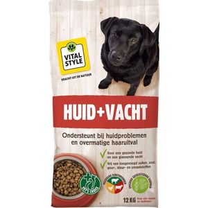 VITALstyle Hond Huid+Vacht - Hondenbrokken - Ondersteunt Bij Huidproblemen En Extreem Verharen - Met o.a. Mariadistel & Heermoes - 12 kg