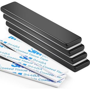 Neodymium Magneten met Dubbelzijdig Lijm - 4 Stuks, 60 x 10 x 3 mm, Sterke en Veelzijdige Magneten voor Diverse Toepassingen