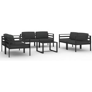 vidaXL 7-delige loungeset aluminium antraciet Loungeset - Aluminium Lounge - Tuinlounge - Loungestoel - Buitendiner