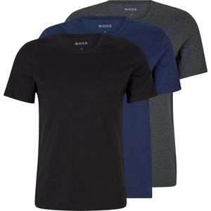 HUGO BOSS Classic T-shirts regular fit (3-pack) - heren T-shirts O-hals - blauw - navy - grijs - Maat: S