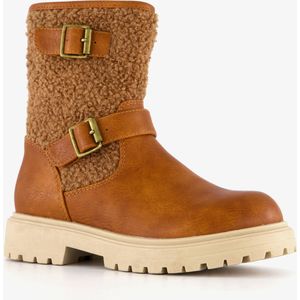 Blue Box meisjes teddy biker boots bruin - Maat 32 - Uitneembare zool