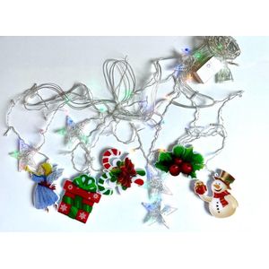 LED Kerstverlichting - Kerstversiering - Lichtgordijn - Energie zuinig - Sterrengordijn met diverse figuren en kleuren licht - Sneeuwpop - Ster - Cadeau - Engel - Kerstkrans - gordijn 3 x 1 meter - Raam Decoratie Kerst - Kerstverlichting