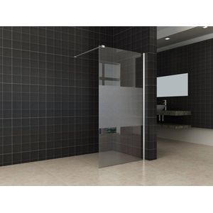 Saqu Splash Douchewand - met Chroom Muurprofiel - 120x200 cm - Nano Semi-gesatineerd - Inloopdouche