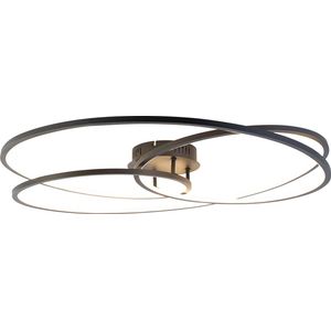 QAZQA rowin - Design Dimbare LED Plafondlamp met Dimmer - 1 lichts - Ø 78.5 cm - Zwart - Woonkamer | Slaapkamer | Keuken