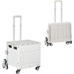Opvouwbare Boodschappentrolley met Telescopische Handgreep en Trapwielen - Max. Draagkracht 80 kg