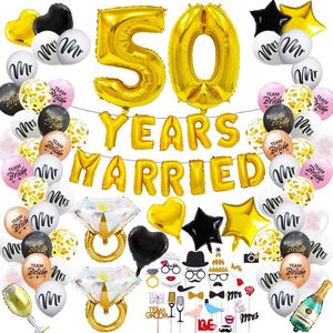 FeestmetJoep® 50 jaar getrouwd versiering - Huwelijk goud & zwart
