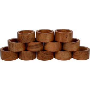 Natuurlijke Houten Servetringen Set van 12 voor Feestelijke Tafeldecoratie