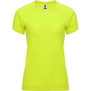 Fluorescent Geel dames sportshirt korte mouwen Bahrain merk Roly maat XL