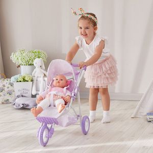 Teamson Kids Poppenwagen Voor Babypoppen - Accessoires Voor Poppen - Kinderspeelgoed - Purper/Sterren
