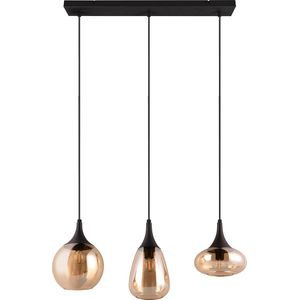 LED Hanglamp - Hangverlichting - Trion Lidia - E14 Fitting - 3-lichts - Rond - Mat Zwart - Metaal