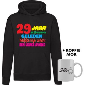 29 jaar Hoodie + Koffie Mok - verjaardag - jarig - feest - 29e verjaardag - grappig - cadeau - unisex - trui - sweater - capuchon