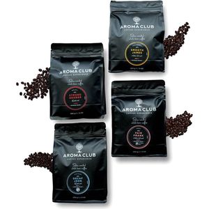 Aroma Club - Proefpakket Koffiebonen 4 x 250gr - 4 smaken - Espresso & Lungo - CO2-neutraal