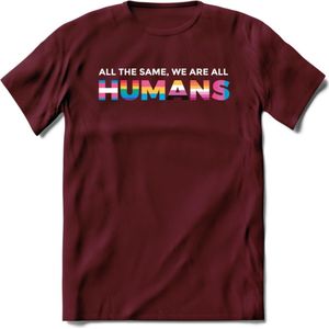 All The Same | Pride T-Shirt | Grappig LHBTIQ+ / LGBTQ / Gay / Homo / Lesbi Cadeau Shirt | Dames - Heren - Unisex | Tshirt Kleding Kado | - Burgundy - M