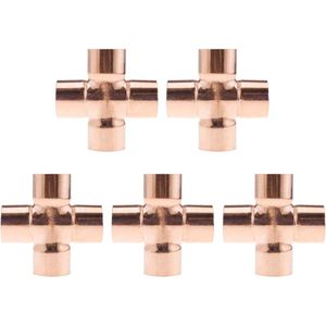 15mm 4-Way Cross Union Pijp Fitting - Sanitair, Airconditioning, Koeling, Verwarming - 5 Stuks .