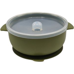 Kom met zuignap | Kinderservies | Baby kommetje met zuignap en deksel | Baby kom | Babyservies | Peuterservice | Groen 400ML