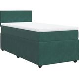 vidaXL - Boxspring - met - matras - fluweel - donkergroenx200 - cm