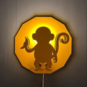 Phanti Kinderlamp - wandlamp - dierenlamp - aap - staal - 42 cm hoog - handgemaakt