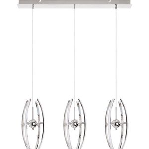 LED Hanglamp - Hangverlichting - Optra - 36W - Natuurlijk Wit 4000K - 3-lichts - Mat Chroom - Aluminium