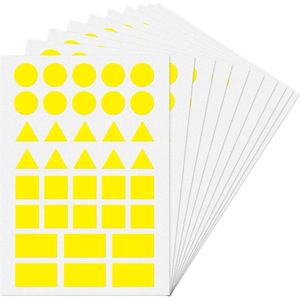 Winkrs 360 Label Stickers Geel – Etiket, organiseren, verschillende Vormen, zelfklevend, beschrijfbaar