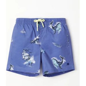 Woody zwemshort jongens/heren - blauw met walvis all-over print - 231-2-QWW-W/931 - maat 152