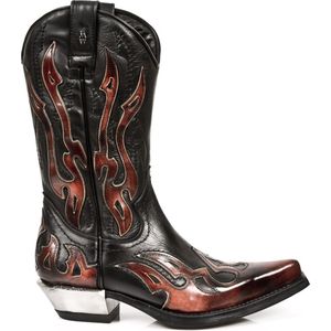 New Rock - 7921 PULIK FUEGO CowboyLaarzen - 46 Shoes - Zwart/Rood