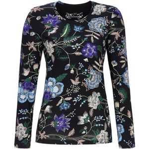 Paarse bloemen pyjamashirt Ringella - Paars - Maat - 48