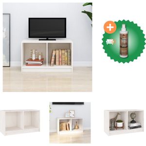 vidaXL Tv-meubel 70x33x42 cm massief grenenhout wit - Kast - Inclusief Houtreiniger en verfrisser