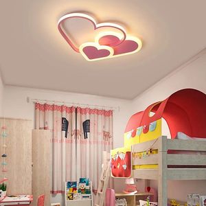 LuxiLamps - Hartvormige Plafondlamp - Roze - Dimbaar Met Afstandsbediening - Kinderkamer - 52 cm - Moderne Lamp - Slaapkamer Lamp - Plafonniere