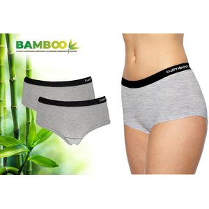 Bamboo - Ondergoed Dames - Hipster - Bamboe - 2 Stuks - Grijs - M - Lingerie - Boxershort Dames - Onderbroeken Dames - Dames Slips - Dames Ondergoed
