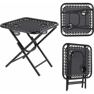 Opvouwbare Tuinstoelenset met Tafel - Verstelbare Ligstoel - Tuinstoelen - 30°-90° Verstelbaar - Hoogwaardig - Zwart