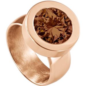 Quiges RVS Schroefsysteem Ring Rosegoudkleurig Glans 16mm met Verwisselbare 12mm Mini Munt - SLSRS45616