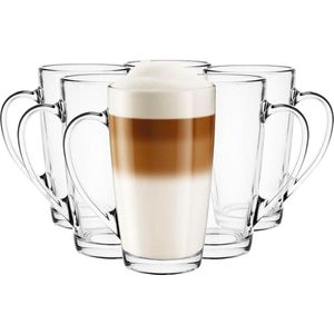 Krosno Latte Macchiato Glazen - Set van Thee en Dessert - Waterglazen - Koffieglazen - Glühweinglazen - Ijskoffieglazen - Glühweinkoppen - Grogglazen - 6X 400 Ml Cappuchino glazen