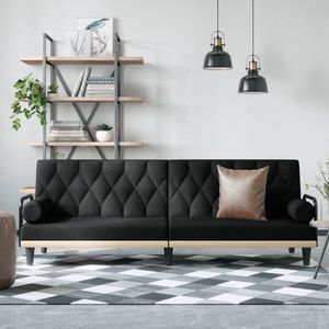 The Living Store Slaapbank - Zwart - 205 x 89 x 70 cm - Verstelbare rugleuning - Comfortabele zitting - Inclusief kussens - Draagvermogen 110 kg - Handleiding bijgeleverd